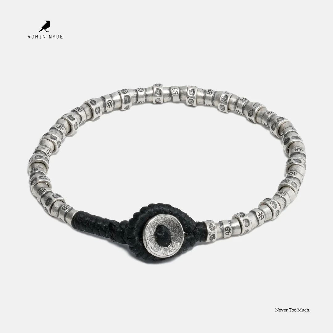 925银手链 925银手链roninmade复古小众古尾花男女情侣蜡绳手绳