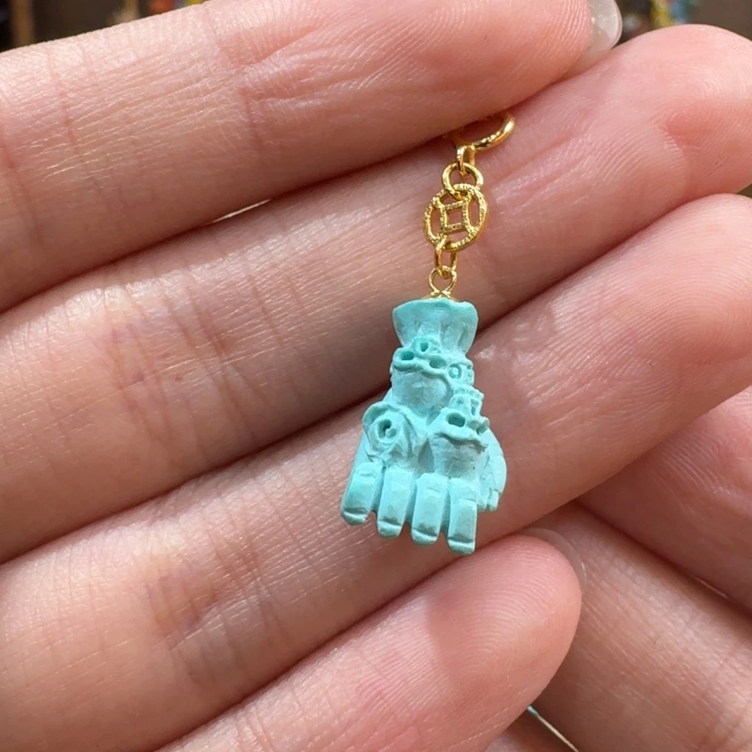 绿松石18K金镶嵌大权在握小滴流