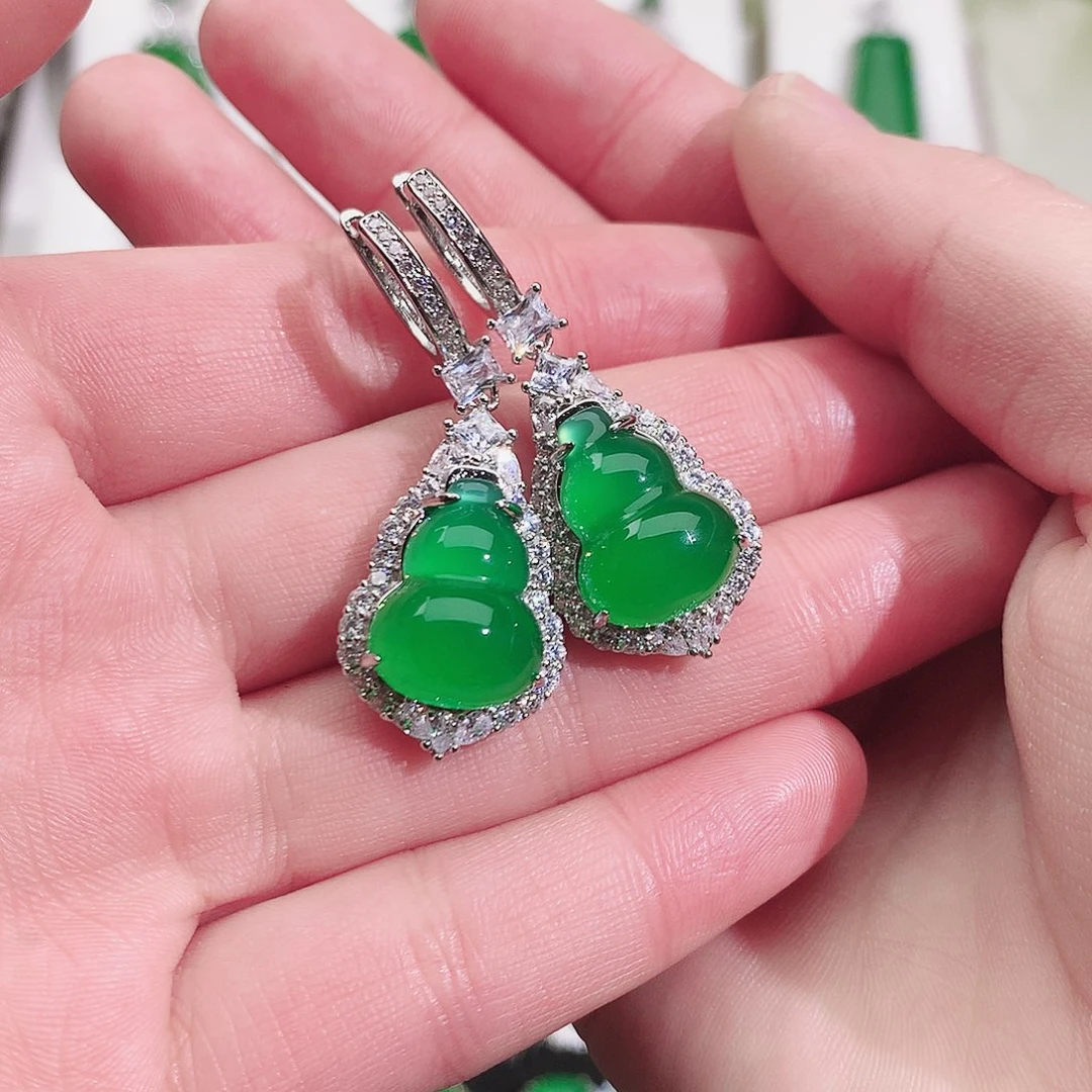 慧***）玛瑙/玉髓未镶嵌颈饰纯天然珠宝玉石正品满钻葫芦耳扣银