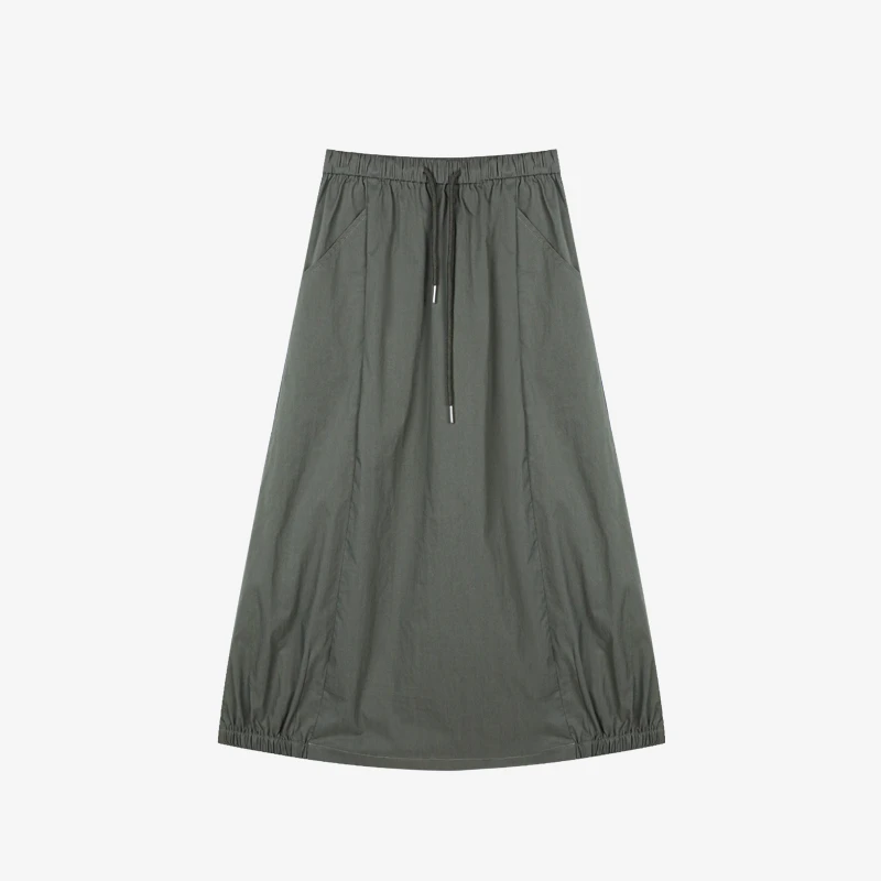 【LIbaibai】（超显瘦版型）2025年新款高腰抽绳直筒半身裙BB-1775