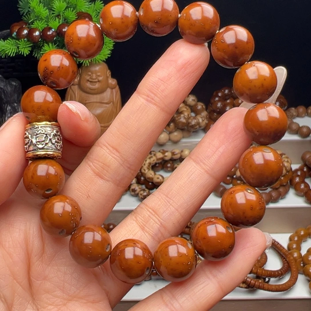 紫金鼠手串卡12.8半实心光珠