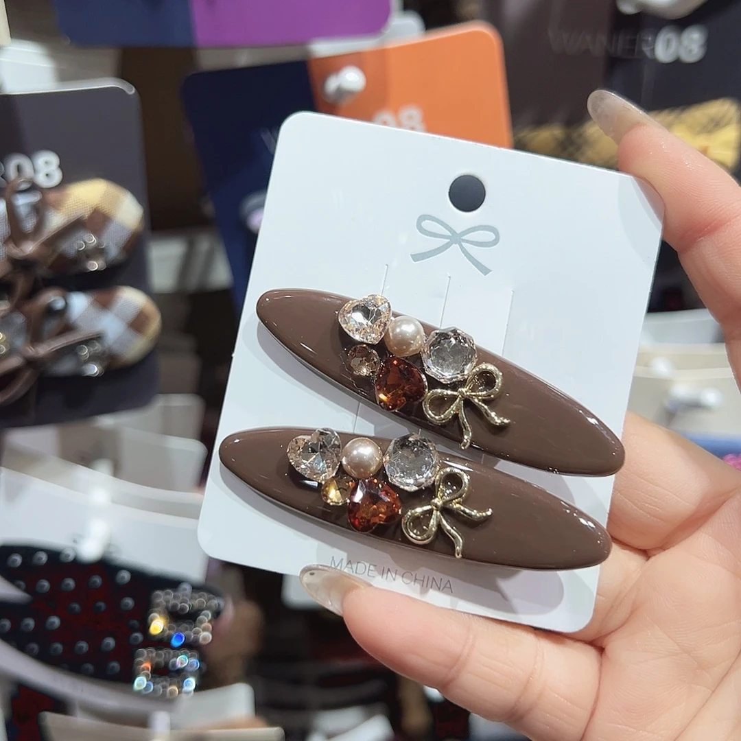 非金属钻钻蝴蝶结咖色鸭夹