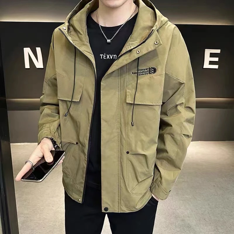 JK9177#【燕子坞】春秋新款工装夹克连帽冲锋衣帅气百搭