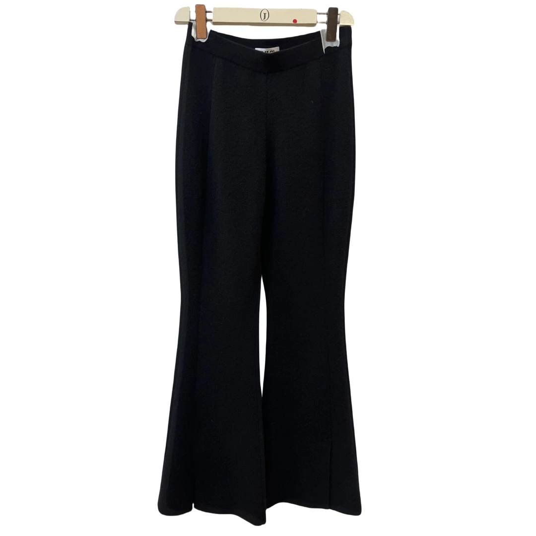 JETEZO/裘堤婼松紧微喇裤简约微喇秋冬针织喇叭裤BD15202B1