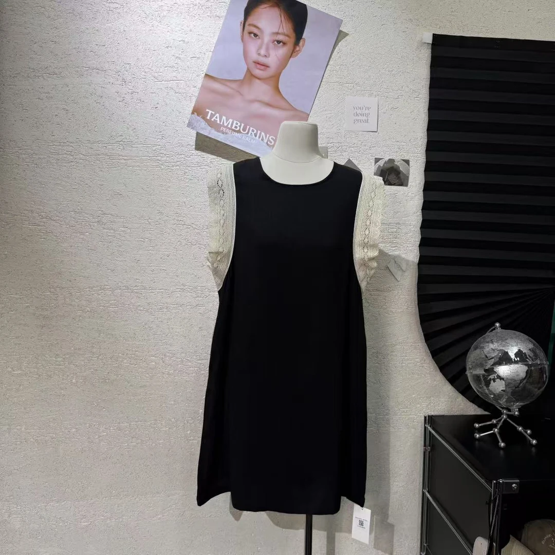 『雨美 Show』8037黑色时尚百搭麻料连衣裙