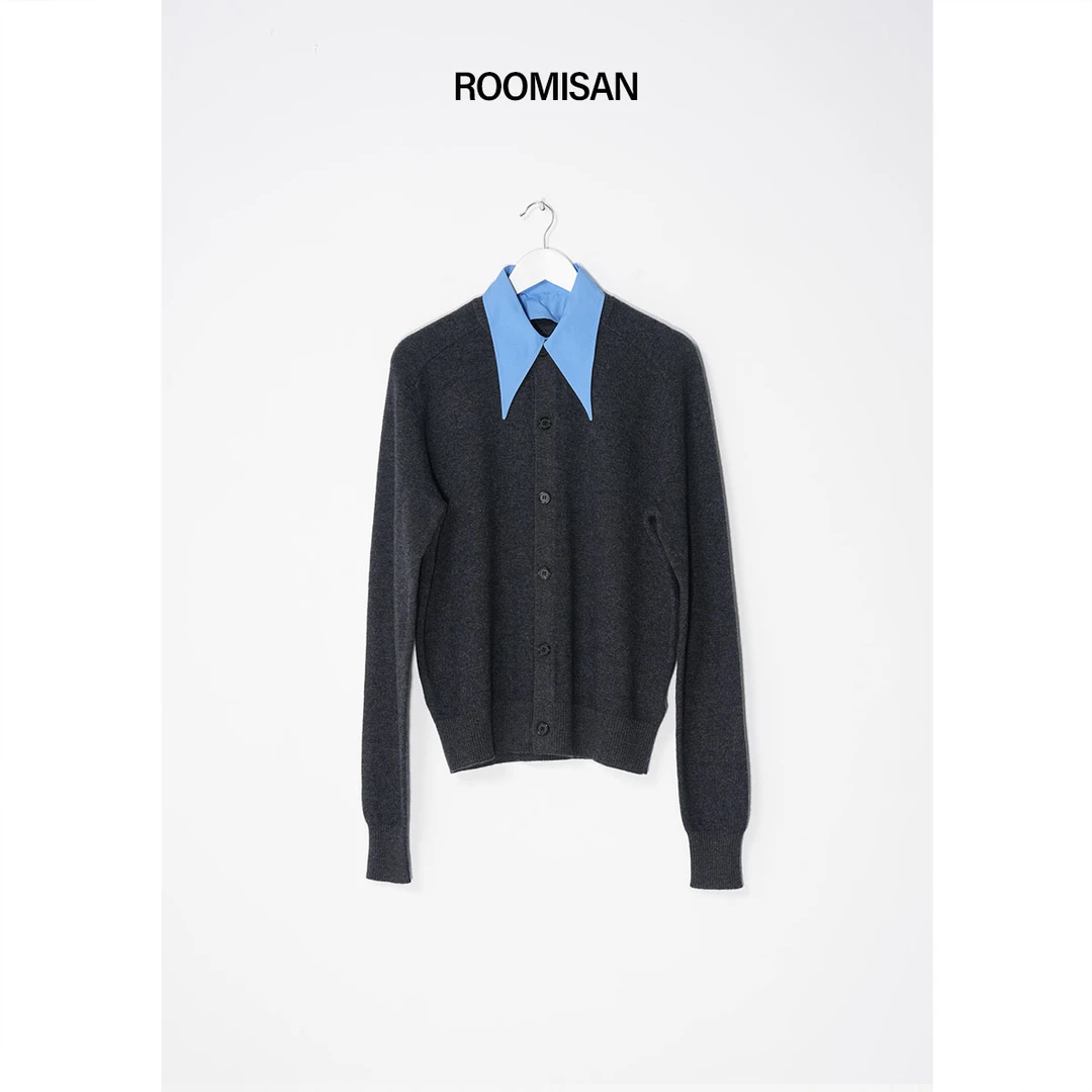ROOMISAN25SS/【软糯绵羊毛假两件衬衫领毛衣】25470