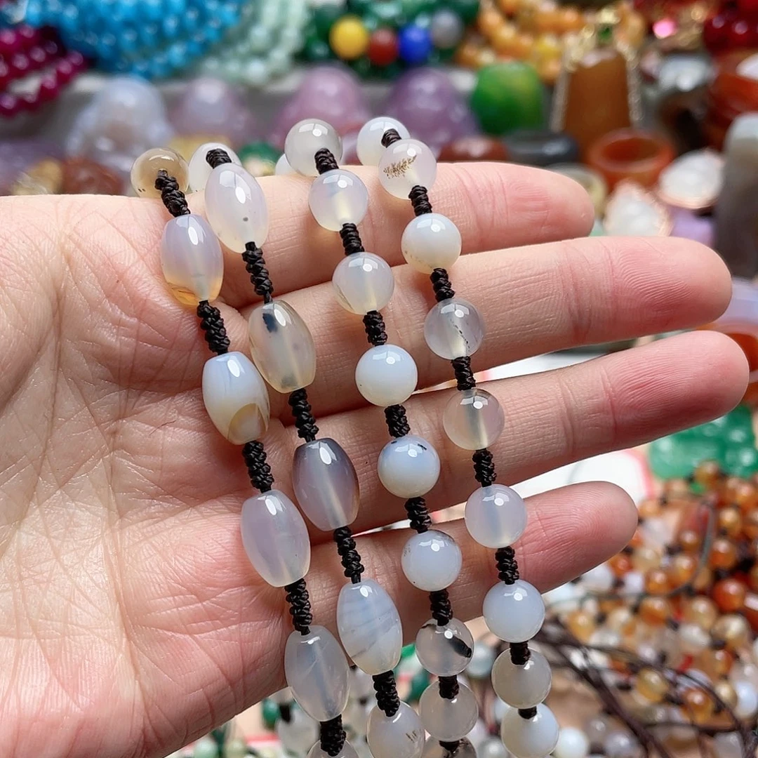 玛瑙/玉髓颈饰合金花**丽