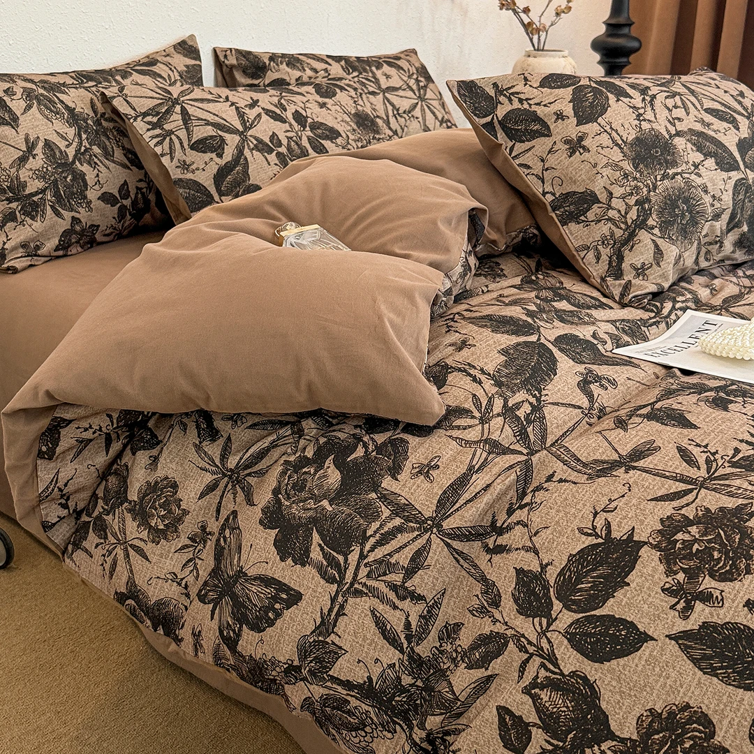 复古风全棉磨毛被套单件宿舍被套200x230纯棉加厚被罩秋冬季被单