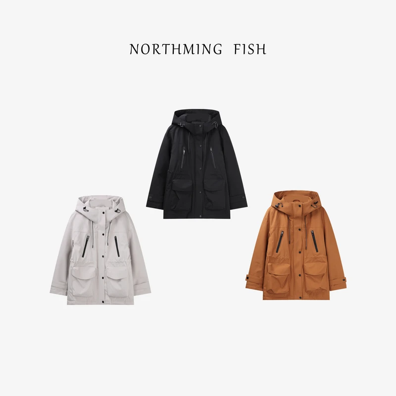 NorthMing fish「极简工装」中性百搭 大气随性简约带帽工装鹅绒服