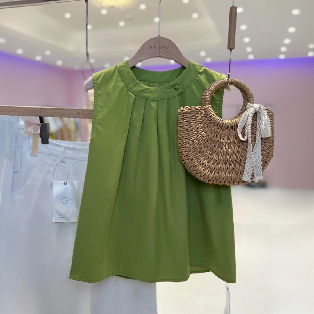 法式气质减龄无袖t恤女2025夏季新款显瘦设计感别致休闲百搭上衣