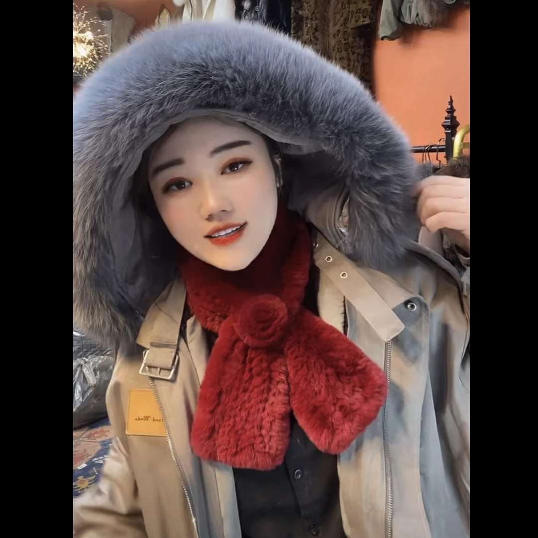 【老李家】一朵小花 不掉毛的围巾冬季加厚百搭时尚保暖加绒秋冬