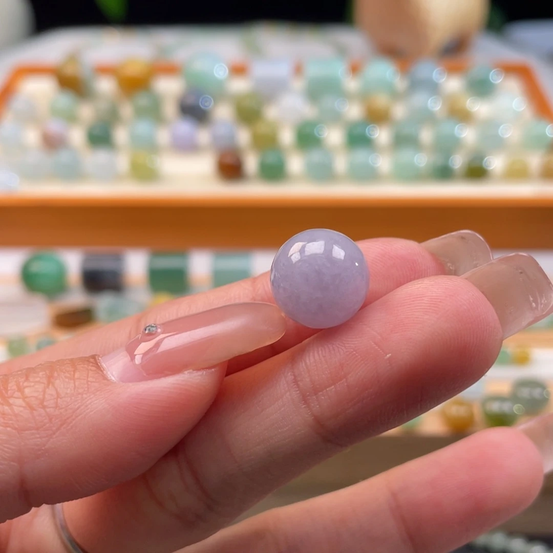 未镶嵌定制翡翠天然缅甸翡翠a货紫圆珠12