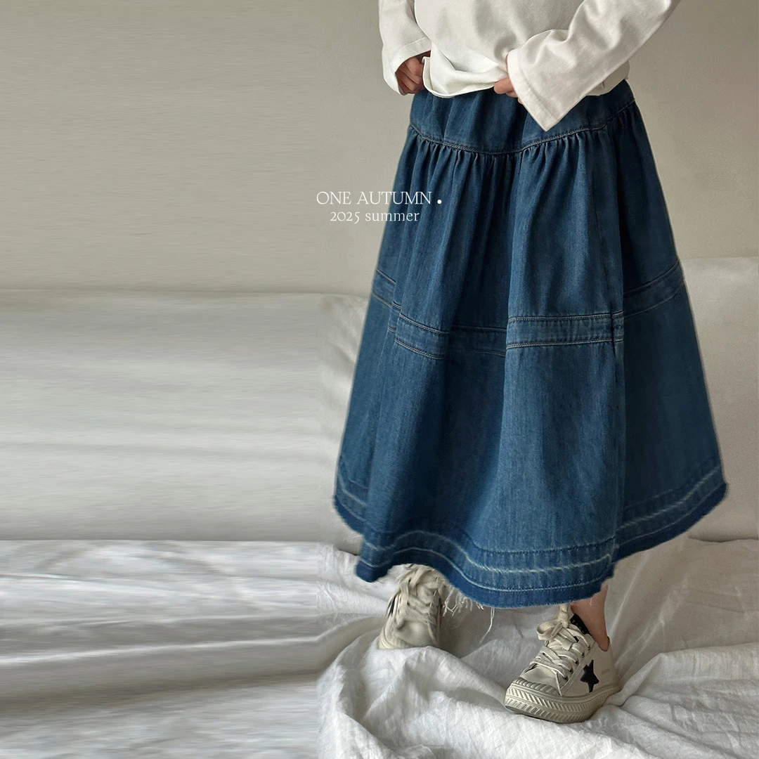 现货「壹秋.ONE AUTUMN」【调色师】遮肉显瘦牛仔半裙女夏蛋糕裙X262