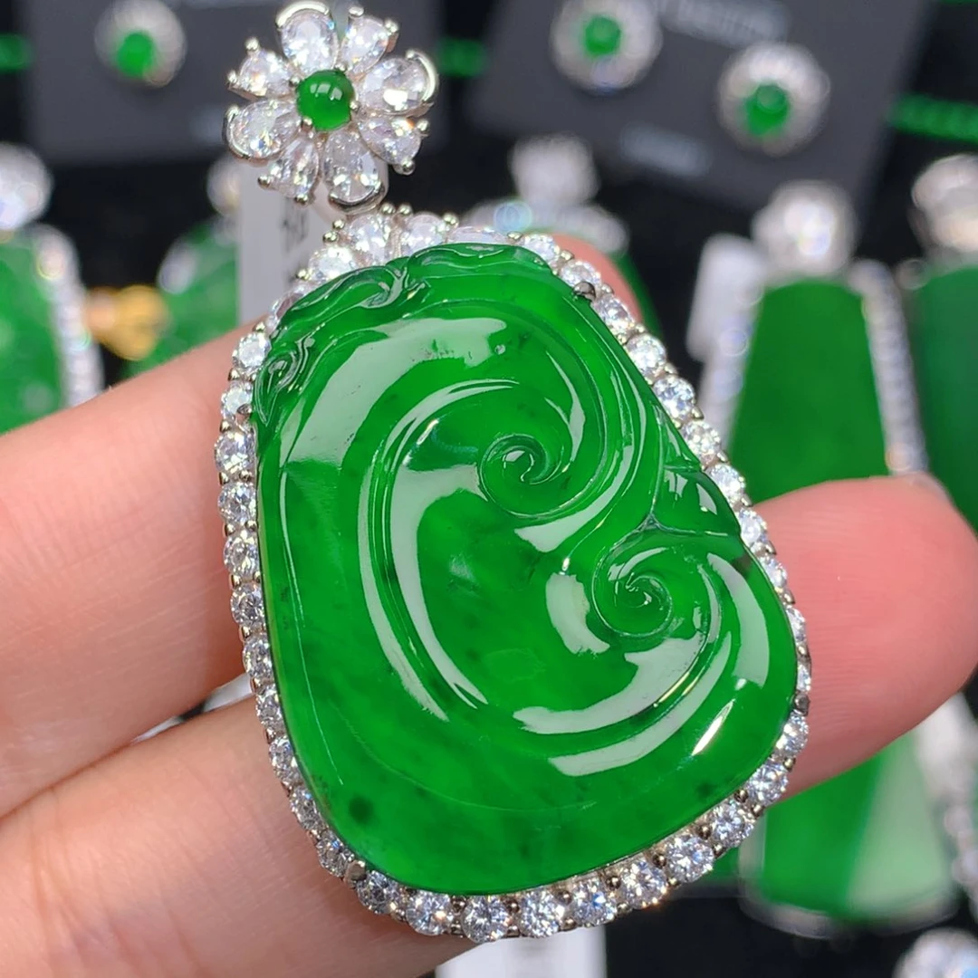 翡翠吊坠(不含链)银S925镶嵌