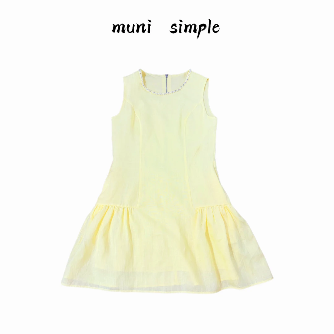 设计感无袖时尚复古连衣裙裙子法式宽松无袖连身裙