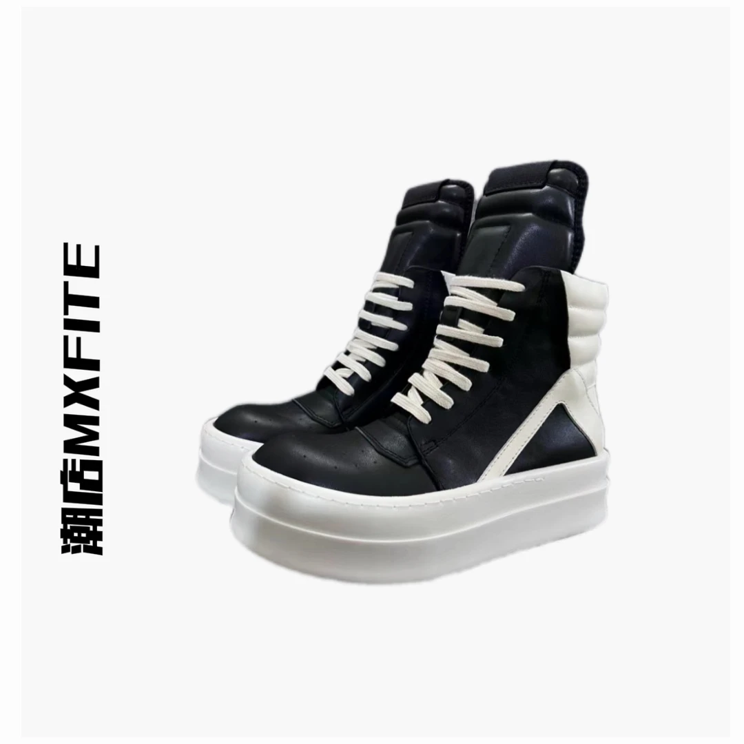 MXFITE潮店开春新款个性平底跟黑白拼色高帮鞋（SHU880）