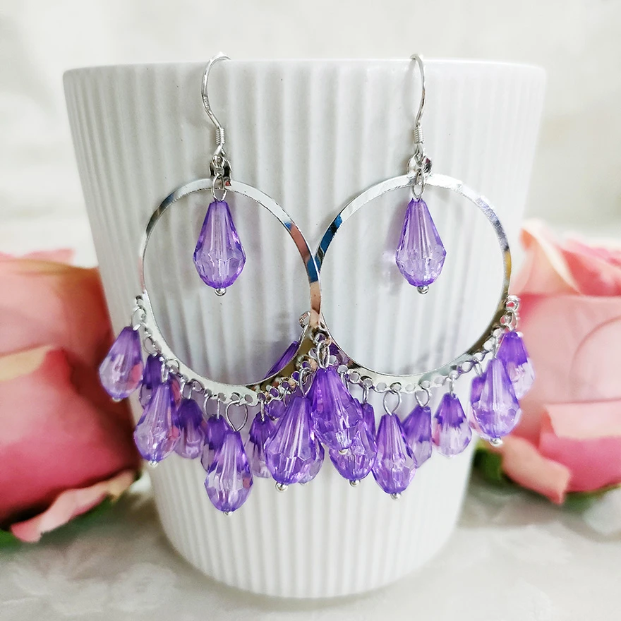 铜合金耳饰 民族风圈圈手工串珠耳坠耳环2042