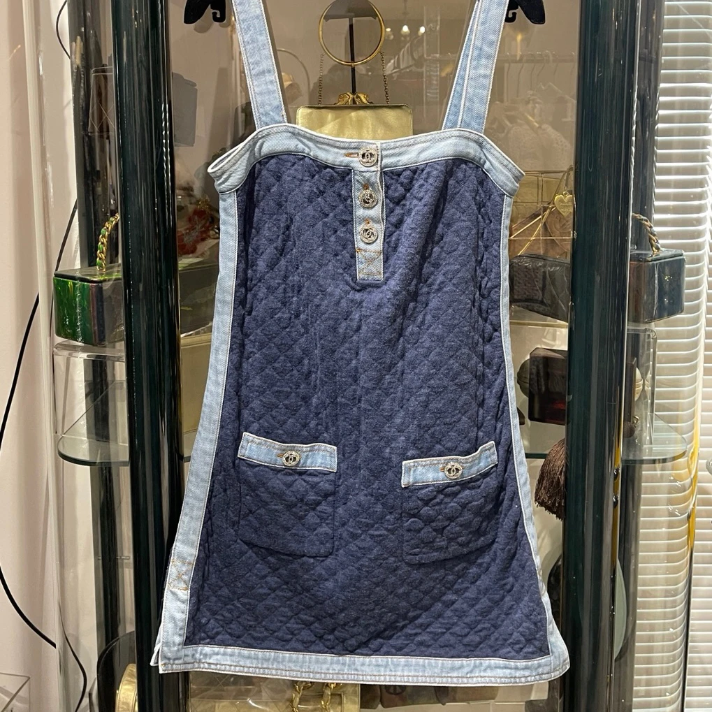 95新 Chanel/香奈儿 牛仔宽吊带连衣裙 36 38码
