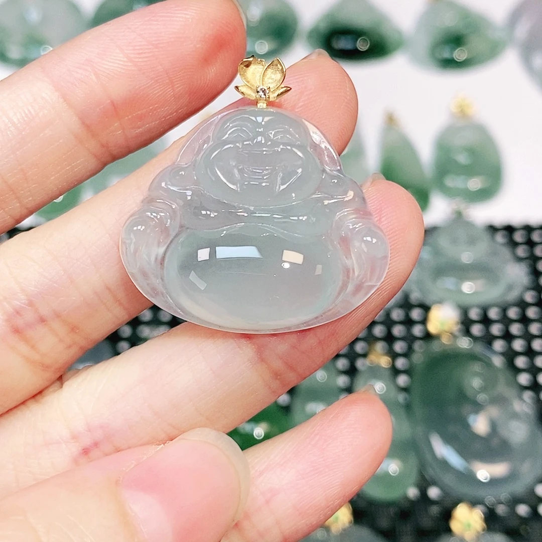 吊坠(不含链)18K金镶嵌翡翠