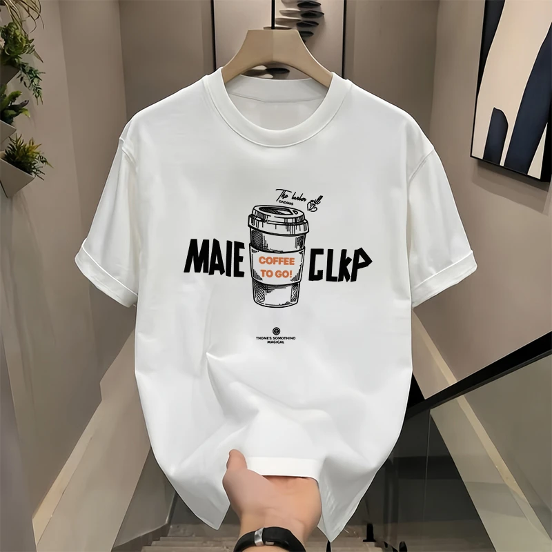 【重磅纯棉】夏装短袖潮流男士T恤情侣上衣韩版小众印花夏季男装