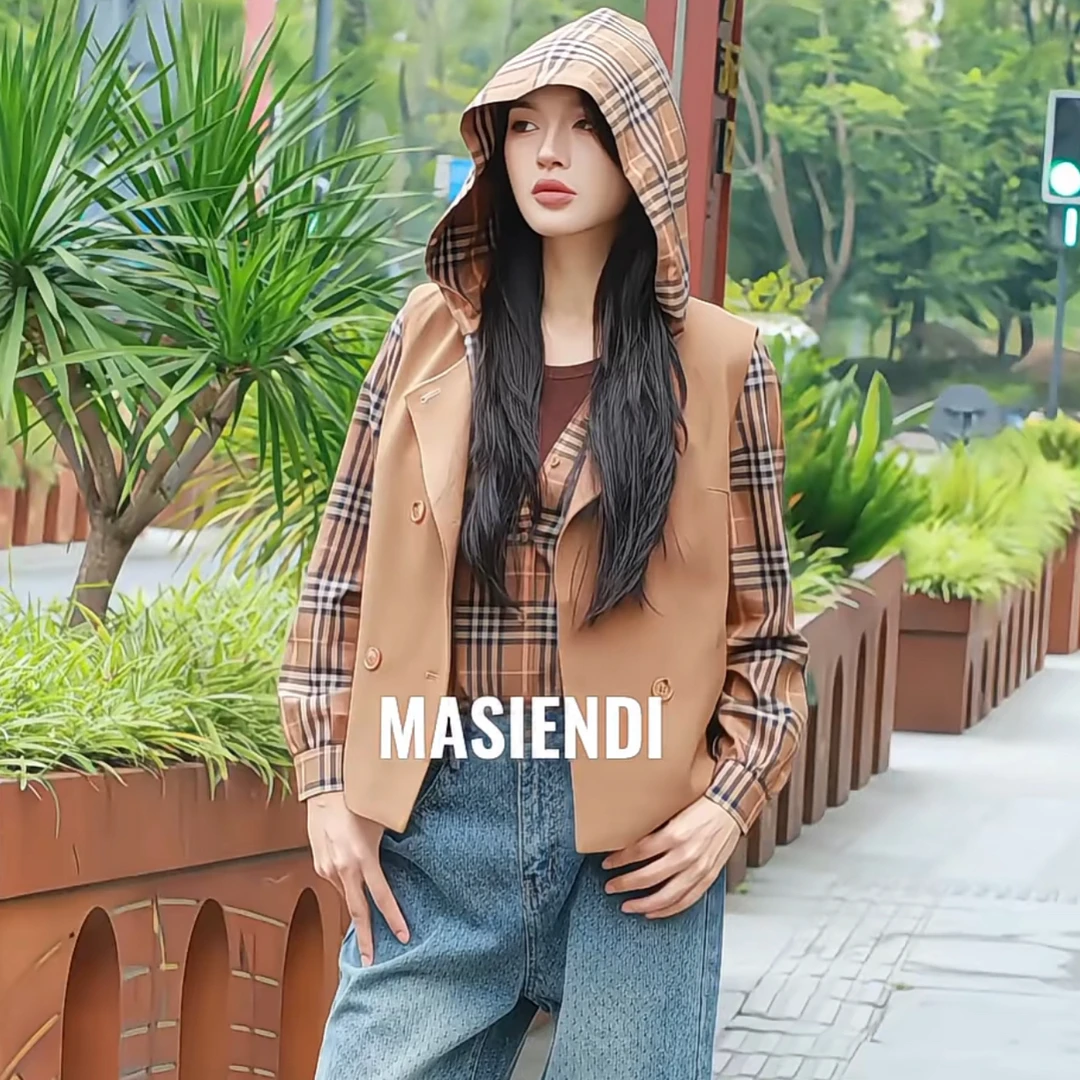 MASIENDI/玛丝恩迪双排扣圆领马甲复古经典40219