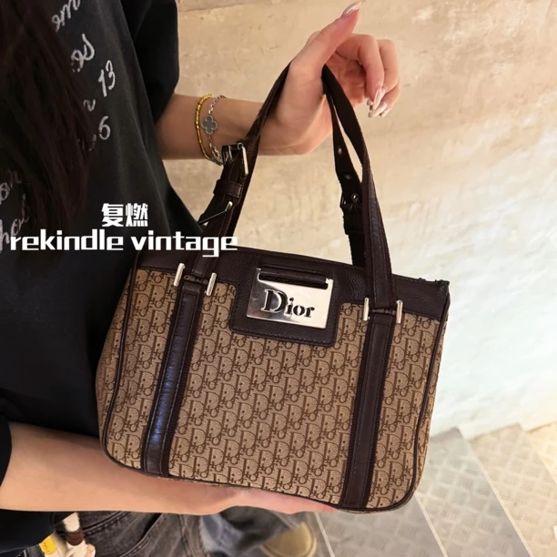 95新 DIOR/迪奥 复燃精选/老花拼皮punk mini菜篮子