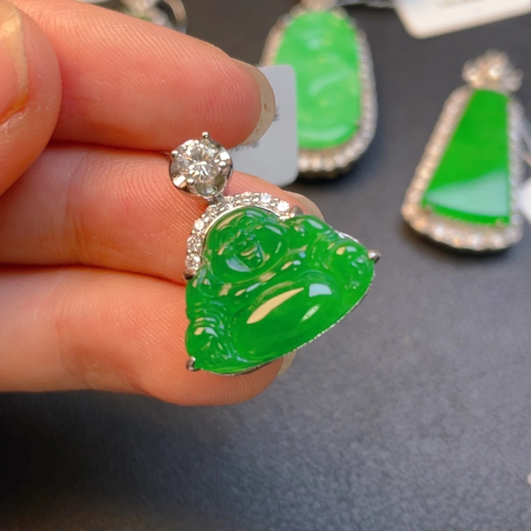 翡翠银S925镶嵌吊坠(不含链)