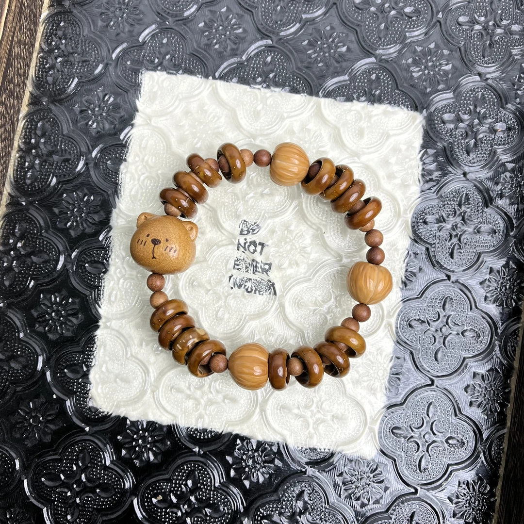 熊圆褐暖6mm老山檀圆珠 13mm紫金鼠跑环单圈 CP091-2723