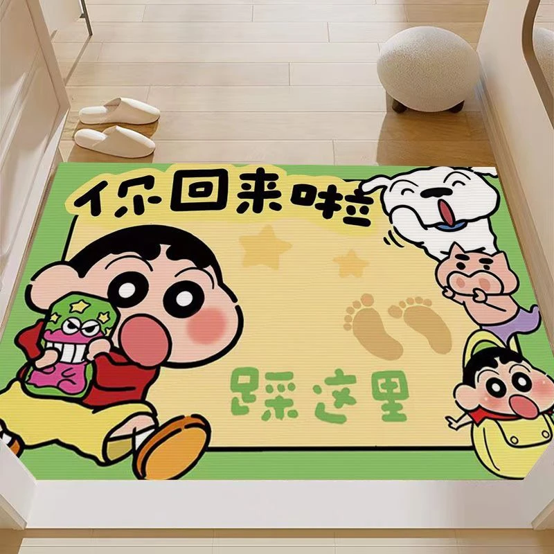 热门水晶绒蜡笔小新地垫入户防潮脚垫吸水防滑玄关客厅卧室地毯