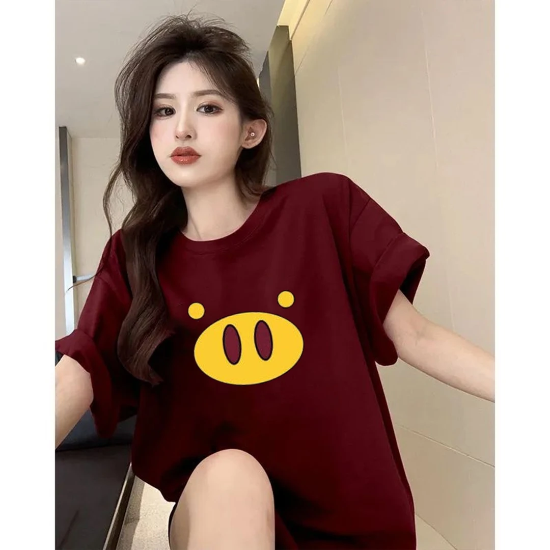 夏季潮牌高街美式猪猪侠印花短袖T恤休闲衣服男女慵懒风宽松半袖