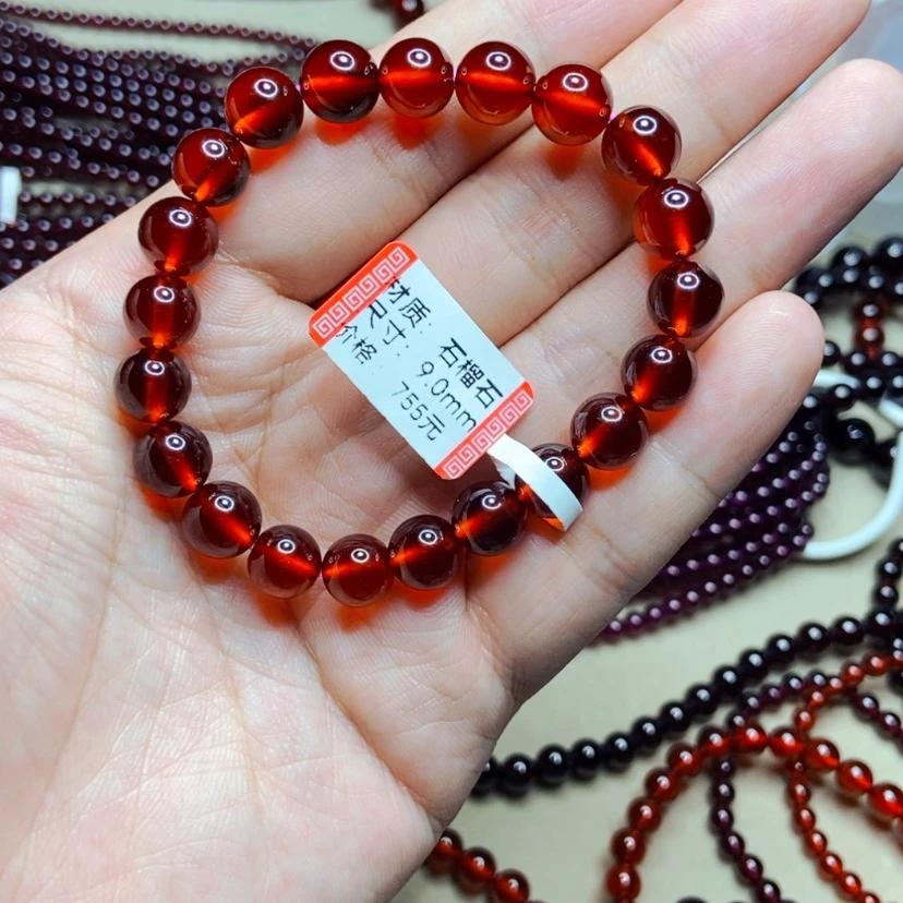 【闪购商品】未镶嵌手链石榴石卖***?9毫米
