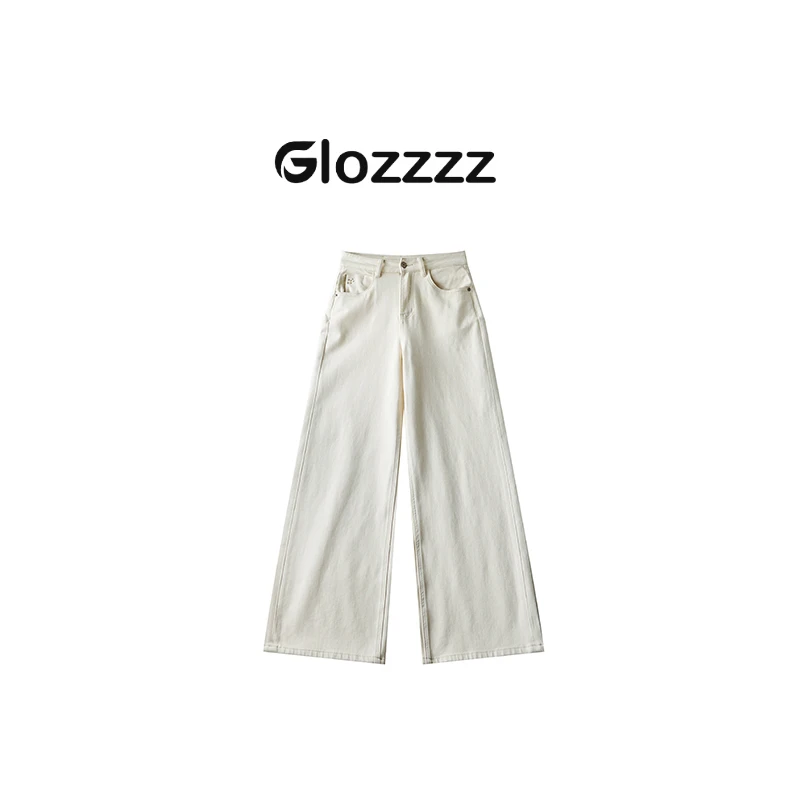 【Glozzzz】长期主义 简约白色原牛休闲宽松直筒阔腿牛仔裤XX 6063