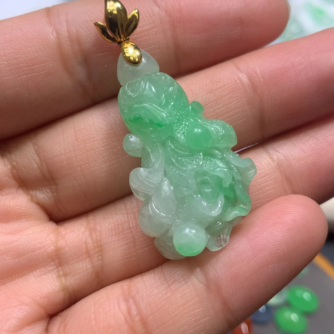 定制翡翠18K金镶嵌 大白菜