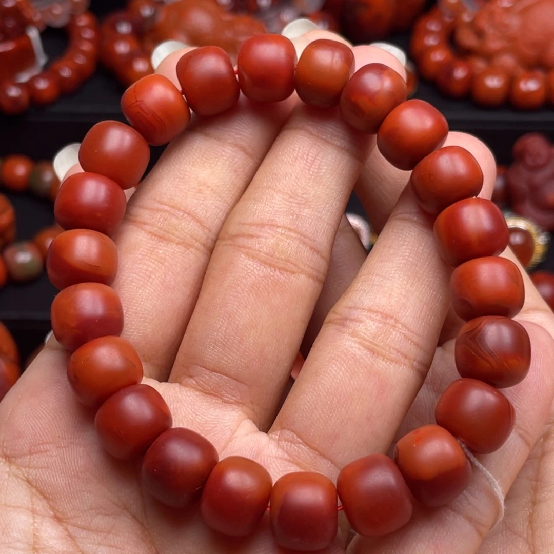 南红玛瑙未镶嵌珠宝奇石单圈11mm