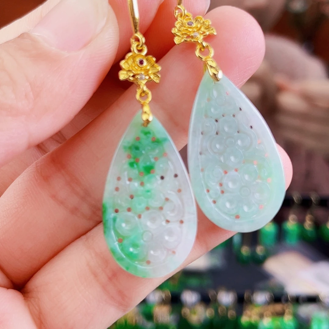 翡翠未镶嵌耳饰饰品