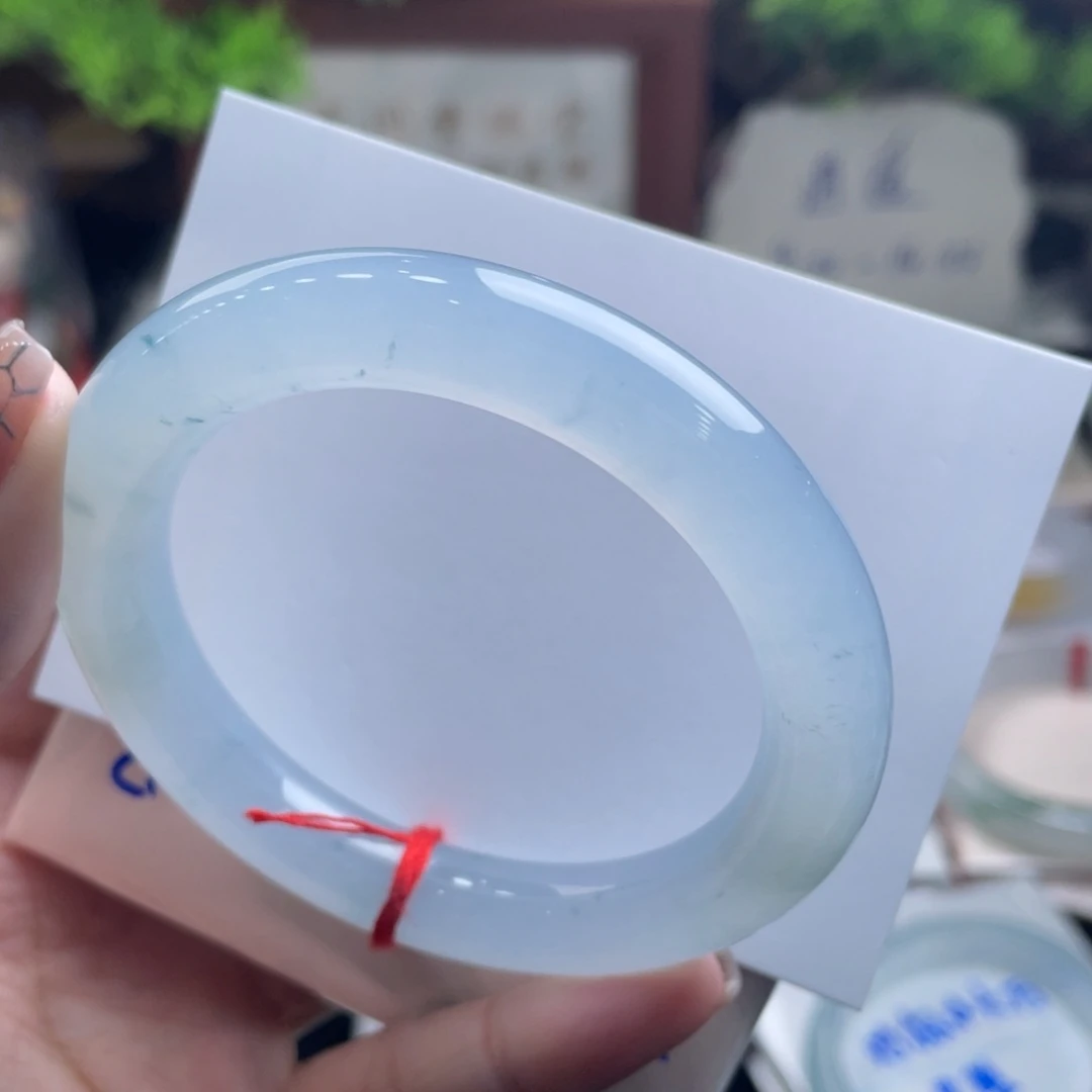 翡翠未镶嵌手镯53.9蓝冰胶 飘花