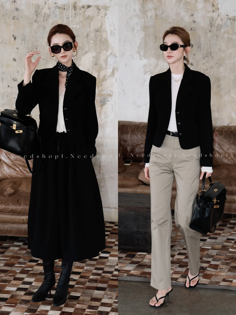 NeedShop1 【西服套装】简约短款西服+半身裙套装