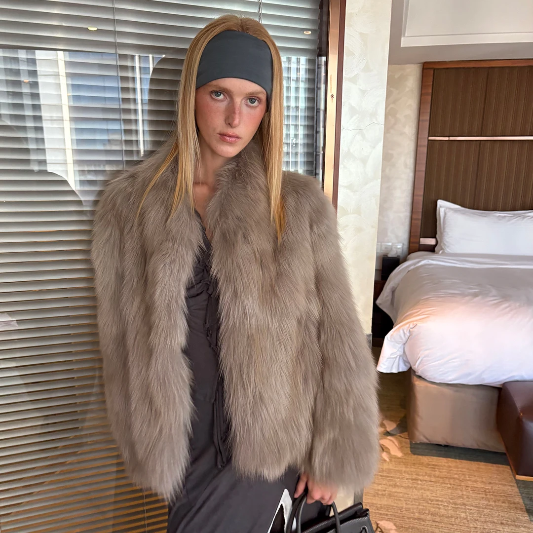 北麋「苏黎少女」进口saga狐狸毛皮草外套2025年轻款毛毛外套大衣冬