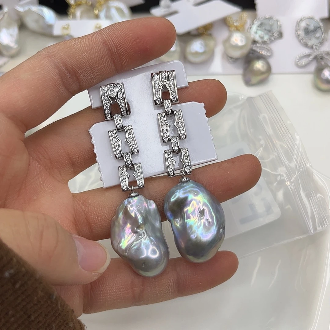 淡水珍珠耳饰合金