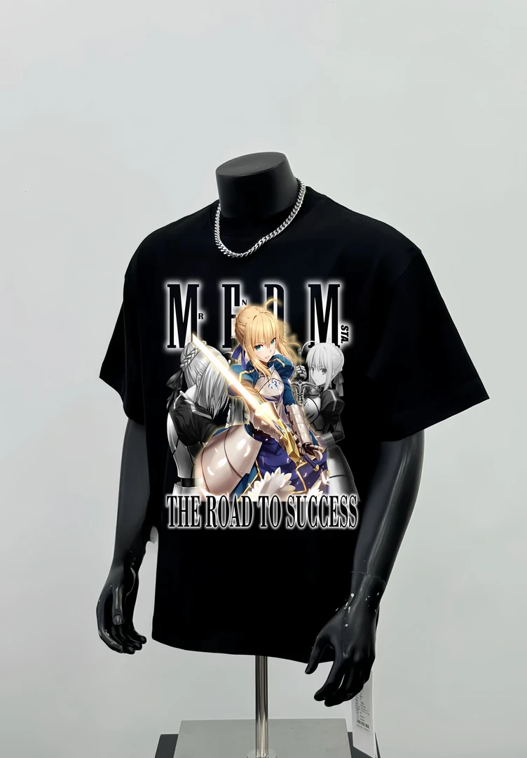 STA.MEDM阿尔托莉雅T恤动漫印花短袖fate复古重磅短袖男女夏季潮