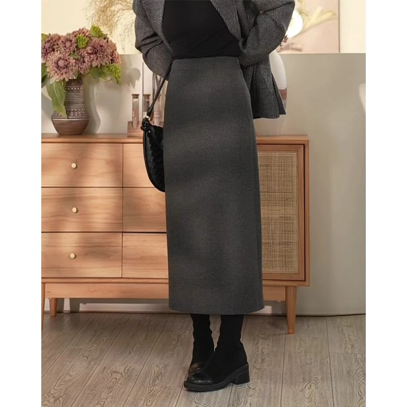 Y【叭哒不惑】 轻享时光 羊毛混纺尚休闲显瘦半身裙