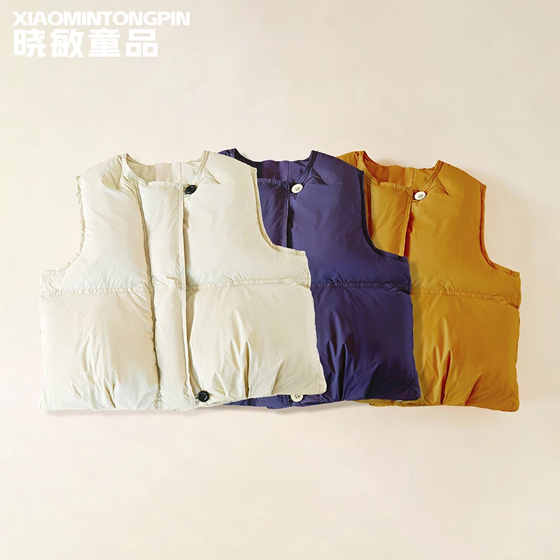 新款百搭童装儿童马甲宝宝秋冬衣服外穿时尚纯色女童棉马甲3C5513