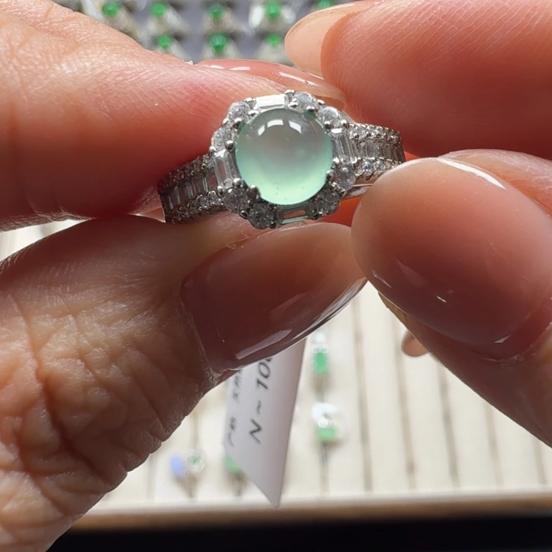 翡翠银S925镶嵌戒指33