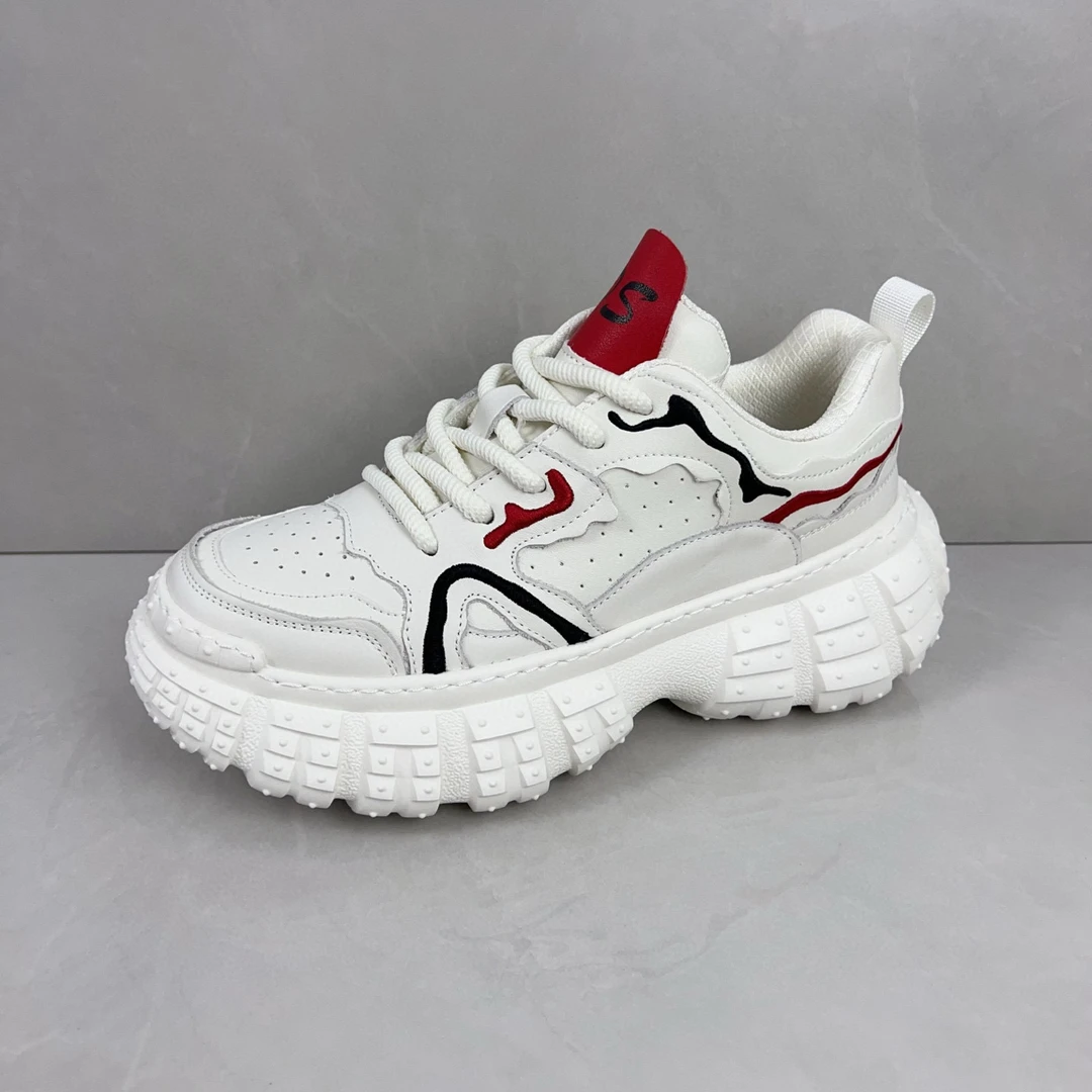 男鞋2025新款头层牛皮休闲鞋舒适透气时尚潮流百搭软底增高老爹鞋