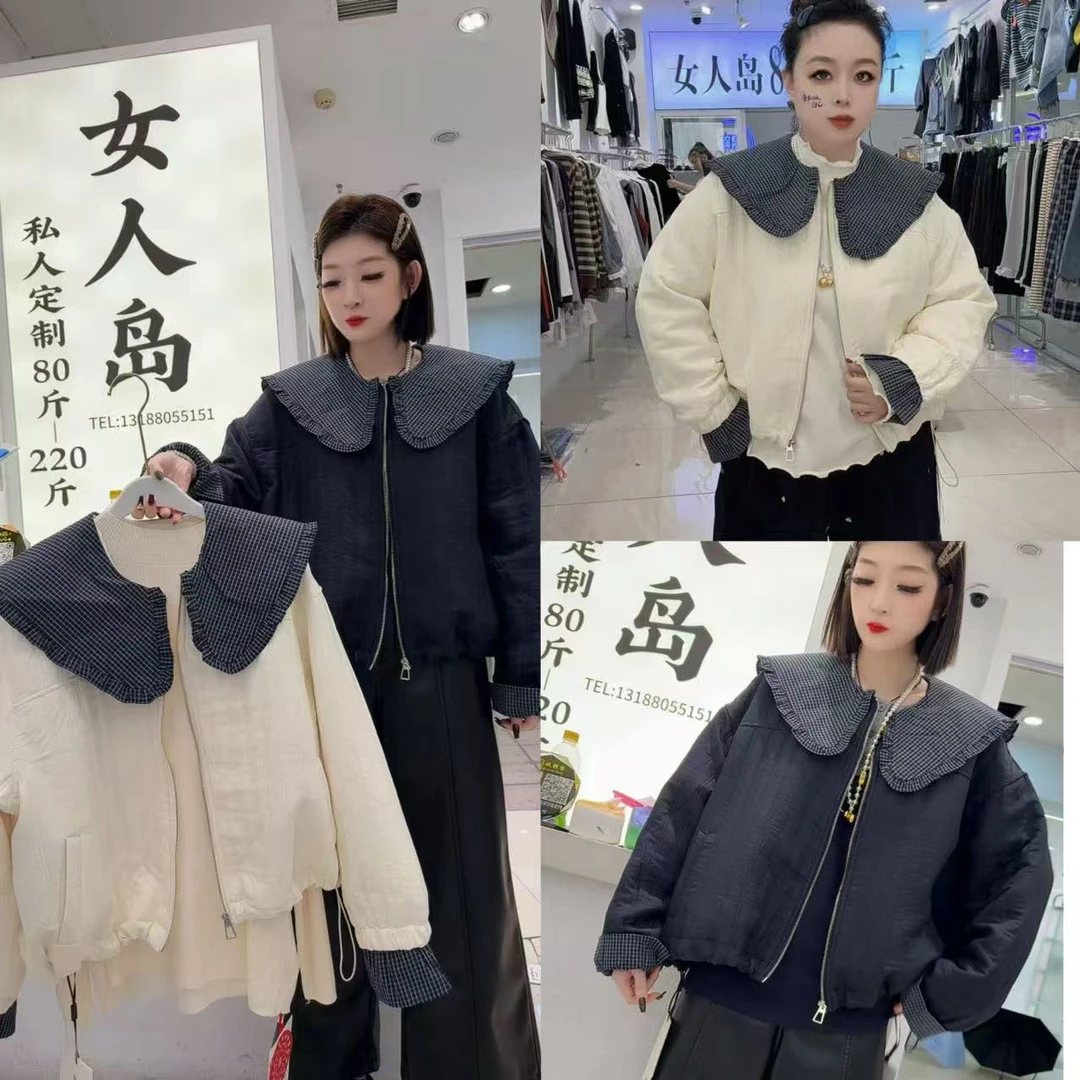 1273娃娃领夹棉外套（衣长59左右）