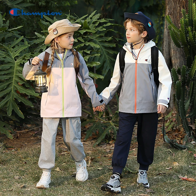 Champion童装2025新款复古连帽拼接外套25SS-WT337