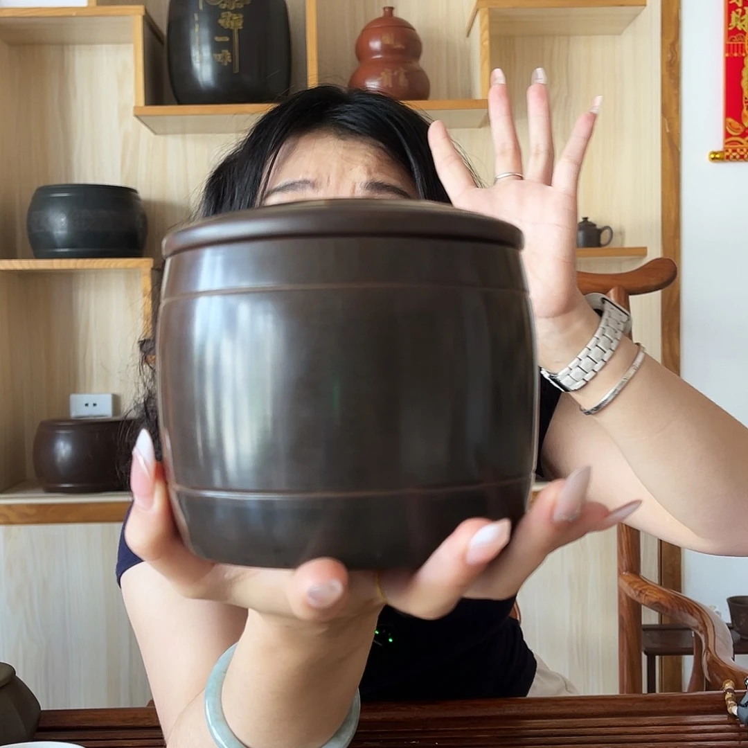 钦州坭兴陶茶叶罐半斤装 素罐