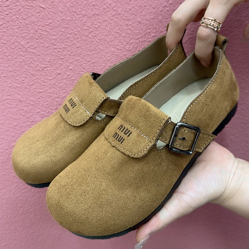 勃肯鞋女春季复古平底休闲鞋一脚蹬懒人鞋时尚单鞋软底舒适豆豆鞋