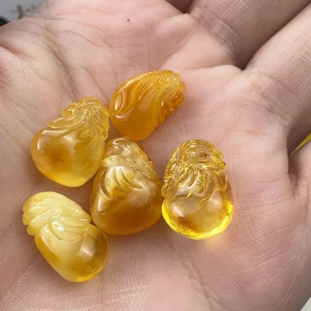 蜜蜡未镶嵌珠宝奇石全品五个钱袋子