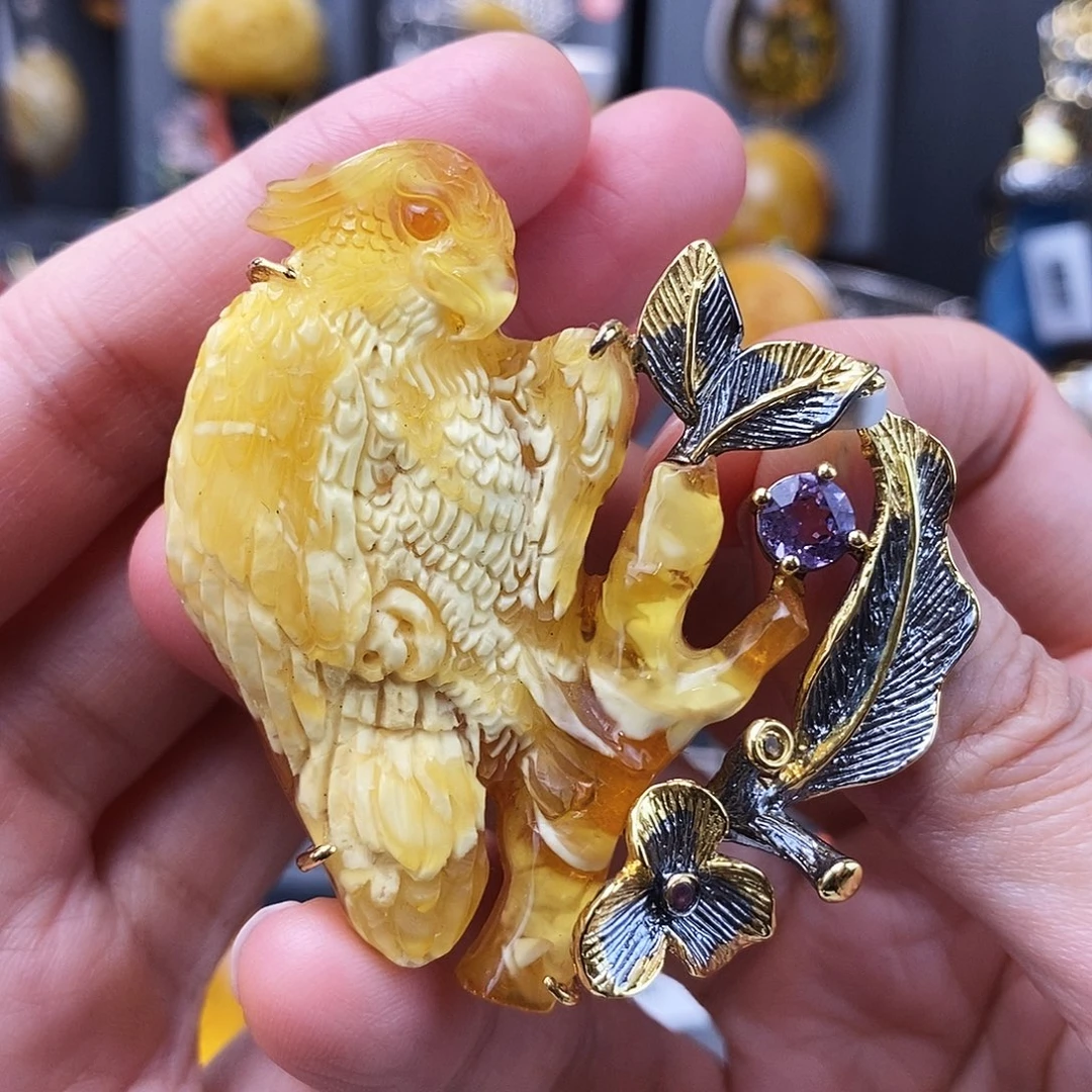 琥珀银S925镶嵌颈饰
